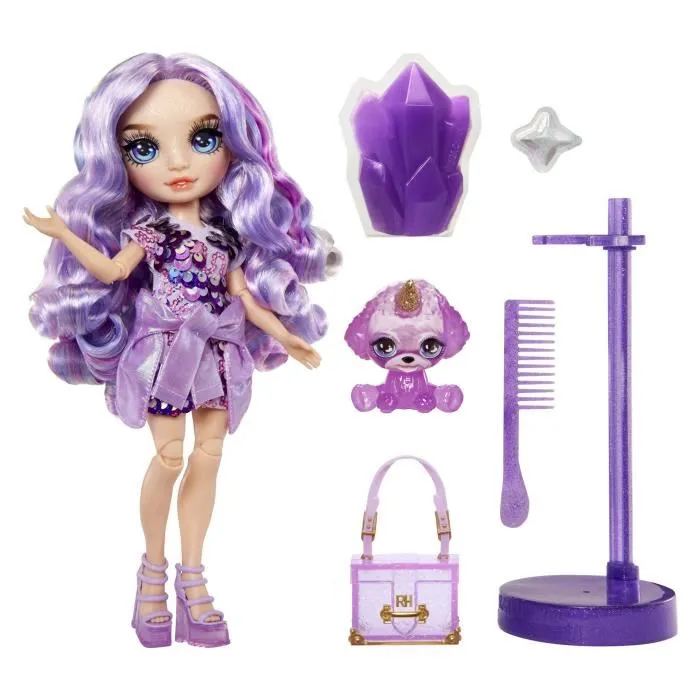 Rainbow High - Poupée mannequin Violet Willow de 28 cm avec licorne et kit de slime pailletée - Violet mauve et scintillante Rainbow High - Poupée mannequin Violet Willow de 28 cm avec licorne et kit de slime pailletée - Violet mauve et scintillante