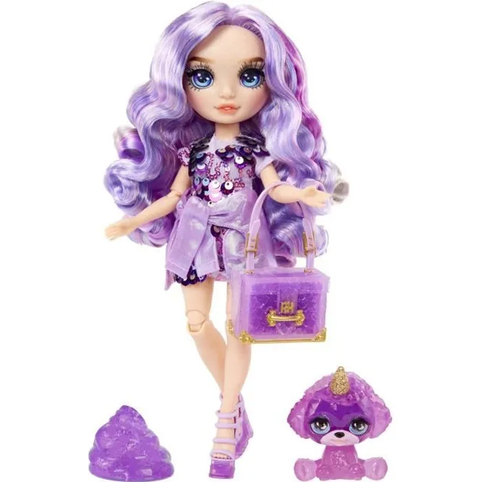 Rainbow High - Poupée mannequin Violet Willow de 28 cm avec licorne et kit de slime pailletée - Violet mauve et scintillante Rainbow High - Poupée mannequin Violet Willow de 28 cm avec licorne et kit de slime pailletée - Violet mauve et scintillante