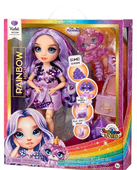 Rainbow High Poupée Violet Willow avec Kit de Slime et Licorne