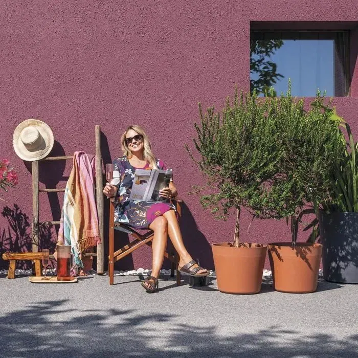 Deroma Pot de fleurs Origin 85 L, 57.5 x 48 cm, terre cuite (Cotto), résistant gel et UV avec roulettes