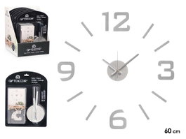 Giftdecor Horloge Sticker 60 cm Satiné Argent (Set de 12)
