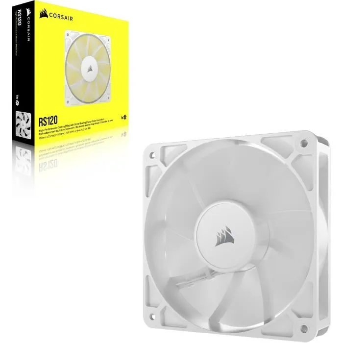 Corsair RS120 - Ventilateur de boîtier 120mm PWM - Débit d'air optimal et silencieux - Blanc