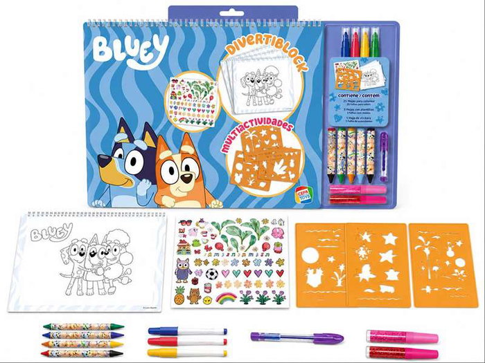 Cefa Jeu de coloriage Divertiblock Multiactivités Bluey avec pochoirs Cefa Jeu de coloriage Divertiblock Multiactivités Bluey avec pochoirs