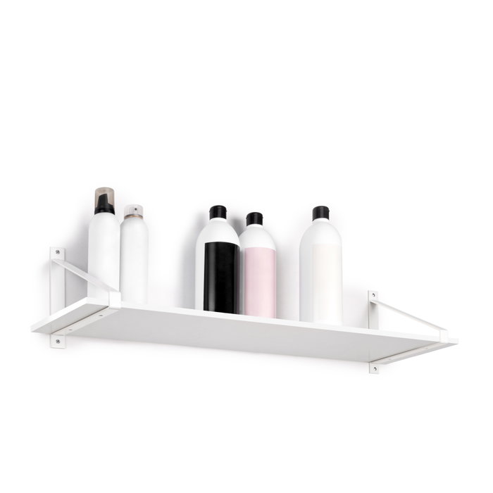 Emuca Jeu de supports pour étagères en bois Shelf avec forme triangulaire, Acier, Peint en blanc