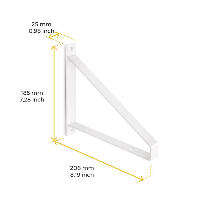 Emuca Jeu de supports pour étagères en bois Shelf avec forme triangulaire, Acier, Peint en blanc