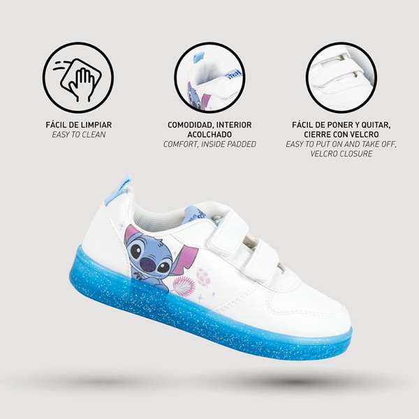 Cerdà Basket Stitch T031 - Chaussure de sport à semelle PVC pour école - Taille 31 - Blanc