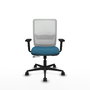 Chaise Haches Synchrone/Traslack tissu Vert pétrole Maille Blanc Base en nylon noir Accoudoir 2D Sans appui-tête Roulettes 65mm nylon