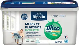 Ripolin - Peinture pour murs et plafonds, finition satinée, blanc, format 3 L, fabrication française