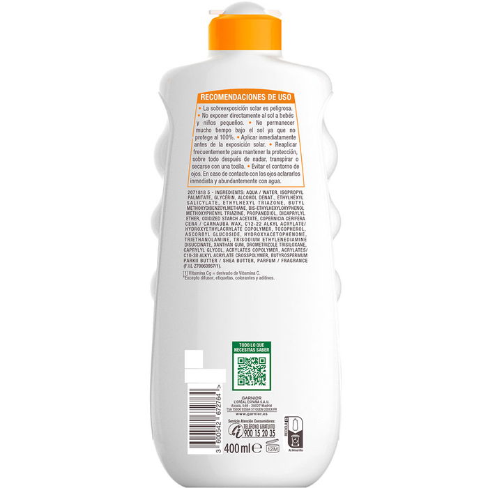 Garnier Hydra 24 Protect, Crème Solaire Visage SPF50+ 400 ml, Avec Vitamine C, Protection UVA/UVB et Hydratation 24h, Format Familial
