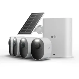 Arlo Ultra 3 Kit de 4 caméras de surveillance extérieure + 1 panneau solaire, vision nocturne, WiFi