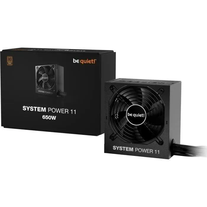 be quiet! System Power 11 650W - Alimentation PC ATX 3.1 et PCIe 5.1 - 80 PLUS Bronze - Connecteur 12V-2x6 450W - Ventilateur 120 mm silencieux