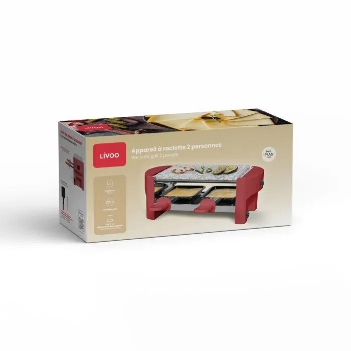 Livoo DOC369RC Appareil à raclette pour 2 personnes avec grill