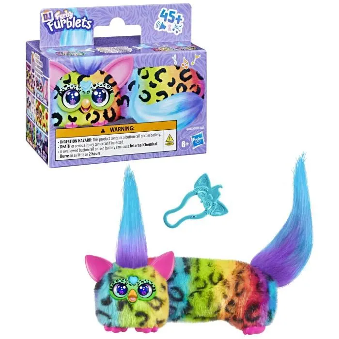 Hasbro Furby DJ Furblets Rain-Bow-Kat - Mini Peluche Electronique Interactive, Jouet Enfant avec 45 Sons et Musiques, Multicolore, Dès 6 Ans Hasbro Furby DJ Furblets Rain-Bow-Kat - Mini Peluche Electronique Interactive, Jouet Enfant avec 45 Sons et Musiques, Multicolore, Dès 6 Ans