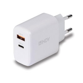 Lindy Chargeur GaN 65W USB Type A & C Blanc