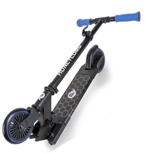Ociotrends Honeycom - Patinette électrique enfant avec LED bleues, plateforme lumineuse, 2 roues, pour 5 ans et plus, alimentation 3xAAA (6V)