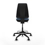 Tabouret Taburete Elche Contact permament de base Tissu Bleu ciel Base pyramidale noire Sans accoudoirs Sans appui-tête Roulettes 65mm nylon