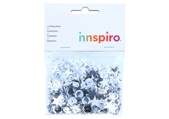 Innspiro Paillettes de formes assorties argentées 6mm 28g