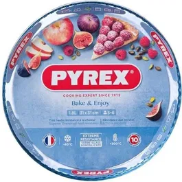 Pyrex 1450153 - Moule à tarte en verre borosilicate de 31 cm - Résistant de -40°C à +300°C - Garantie 10 ans