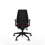 Chaise Elche Asynchrone Cuir écologique Bordeaux Base pyramidale noire Accoudoir 1D Sans appui-tête Roulettes 65mm pour moquette