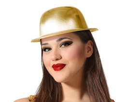 Bombín rigide doré métallique de style luxe