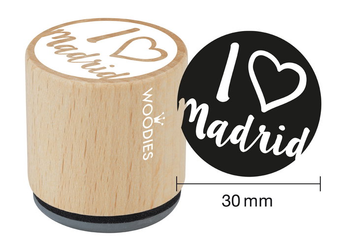 Woodies Sello de madera y caucho I love Madrid cœur 30mm Woodies Sello de madera y caucho I love Madrid cœur 30mm