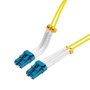 Lanview Câble fibre optique monomode LC-LC duplex 2 mètres OS2 LSZH flexible pour centres de données, jaune, rayon de courbure 30 mm