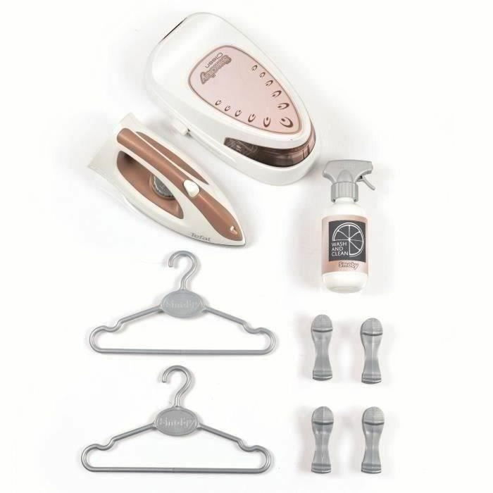 Smoby - Table à repasser centrale vapeur avec fer et accessoires (flacon, cintres, pinces) - Jeu d'imitation pour enfant à partir de 3 ans - Fabrication française