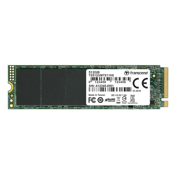Transcend SSD 110S PCIe NVMe Gen3 x4 - Mémoire flash 3D - Jusqu'à 1700 Mo/s en lecture et 1400 Mo/s en écriture