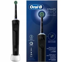 Oral-B Brosse à Dents Électrique Vitality Pro Noire - 3 Modes, Minuterie Professionnelle, Brossette Cross Action, Autonomie 10 Jours (1 Brossette)