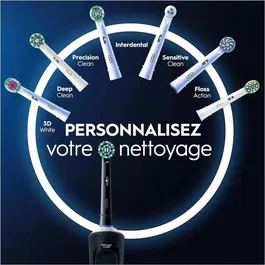Oral-B Brosse à Dents Électrique Vitality Pro Noire - 3 Modes, Minuterie Professionnelle, Brossette Cross Action, Autonomie 10 Jours (1 Brossette)