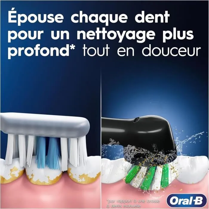 Oral-B Brosse à Dents Électrique Vitality Pro Noire - 3 Modes, Minuterie Professionnelle, Brossette Cross Action, Autonomie 10 Jours (1 Brossette)
