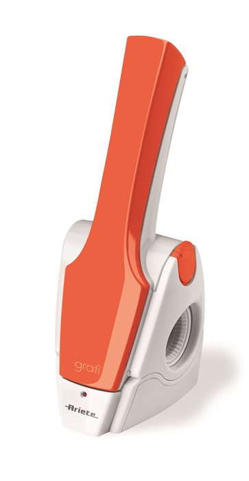 Ariete 447 Râpe Électrique Rechargeable 120W - Design Italien avec Moteur Manuel, Pour Fromage, Chocolat, Pain et Noix, Pièces Démontables, Orange