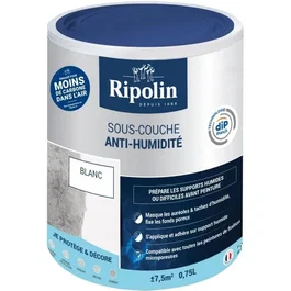 Ripolin Peinture Sous-Couche Anti-Humidité Acrylique Mate 0.75L pour Murs Intérieurs