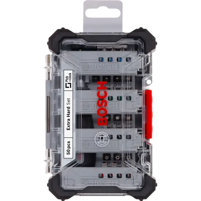 Bosch Professional Coffret d'embouts de vissage Extra Hard 50 pièces 25 mm en acier S2 traité thermiquement avec boîte Pick and Click