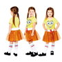 Liragram Costume Spongebob avec Robe pour Fille 6-8 Années - Jaune