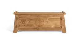 Coffre en bois massif de teca naturel 114 cm - Banc de rangement design pour salon ou chambre