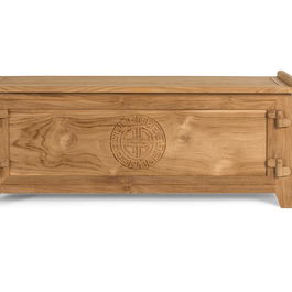 Coffre en bois massif de teca naturel 114 cm - Banc de rangement design pour salon ou chambre