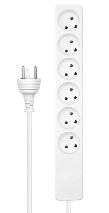 MicroConnect Multiprise danoise blanche 6 prises avec câble EDB de 5 m