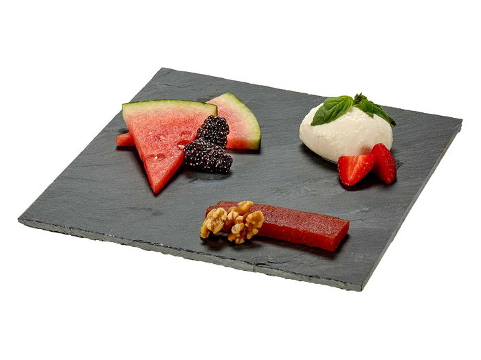 KINVARA Planche à apéritif carrée en ardoise noire 25x25cm