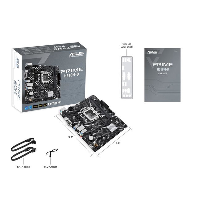 Asus Prime H610M-D LGA1700 Carte Mère Micro ATX Intel H610 DDR5, HDMI, VGA, PCIe 4.0, M.2, Gigabit LAN Asus Prime H610M-D LGA1700 Carte Mère Micro ATX Intel H610 DDR5, HDMI, VGA, PCIe 4.0, M.2, Gigabit LAN