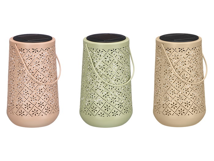 Ibergarden Lampe Solaire Lanterne Conique Losanges Assortis (Set de 12) beige, vert, rose