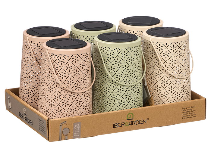 Ibergarden Lampe Solaire Lanterne Conique Losanges Assortis (Set de 12) beige, vert, rose