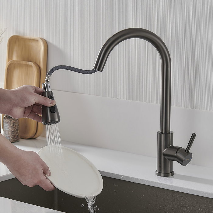 Mitigeur Fontastock Gris Acier inoxydable Céramique Forme en C