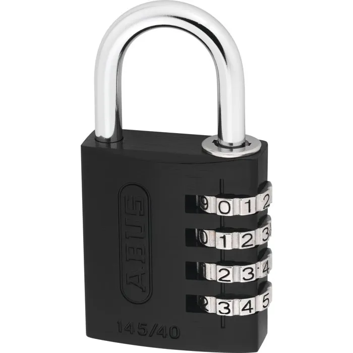 Abus Cadenas à combinaison 145/40, 4 chiffres, Aluminium noir