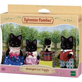 Sylvanian Families - La Famille Chat Magicien - Poupées Articulées en Peluche Beige - 4 Personnages - Jeu d'Imitation - Enfant Dès 3 Ans