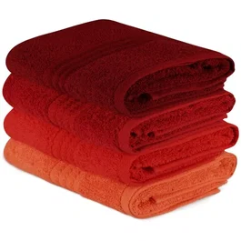 Ensemble de 4 serviettes à main Orange 50 x 90 cm