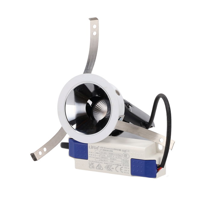Spot de plafond encastré LED COB - 5 W - Orientable - Faible UGR - Ø 50 mm
