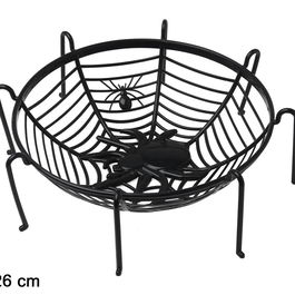 Centro De Mesa Noir Arachnéen 26 cm pour Halloween - Décoration de Table avec Toile d'Araignée et Araignée, Élégant et Inquietant pour Fête et Événement