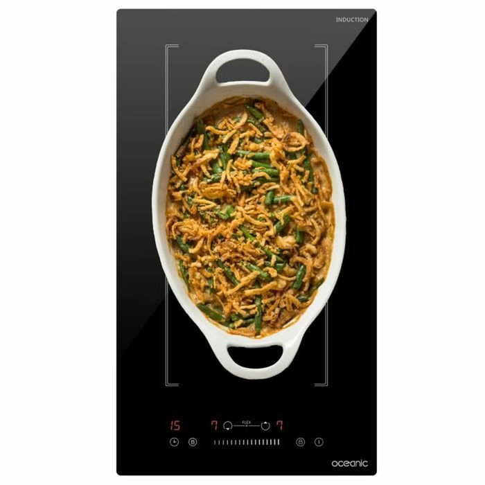 Oceanic Domino induction encastrable avec 2 foyers et zone flexible, Noir