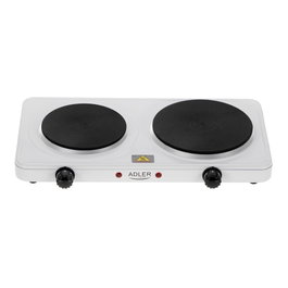 Adler Cuisinière électrique 2 feux 2500 W Blanche 46 x 26,5 x 7 cm